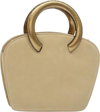Ferragamo Vintage Handbag Suede Beige Suede Handbag (Pre-Owned)