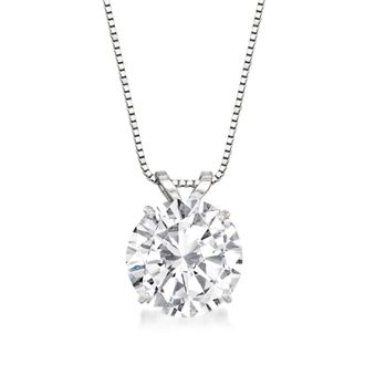 Ross-Simons CZ Solitaire Necklace in 14kt White Gold