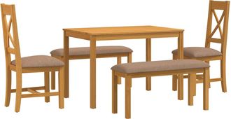 vidaXL Conjunto De Comedor 5 Uds. Gris Madera De Roble S&oacute;lido Vidaxl