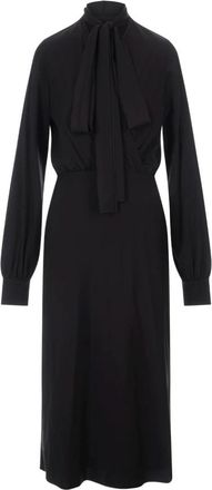 Sportmax Disegno Silk Crepe Midi Jurk - Dames - Maxi kleedjes - Zwart - S - Kleedjes