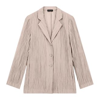 Emporio Armani Blazers, female, Beige, Size: M Pleated Blazer