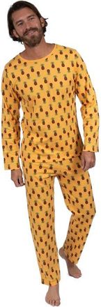 Leveret Mens Loose Fit Cotton Matching Family Pajamas, Animal & Nature Prints in Pineapple at Nordstrom, Size Xx-Large