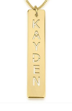 MELANIE MARiE Personalized Bar Pendant Necklace in Gold Plated at Nordstrom