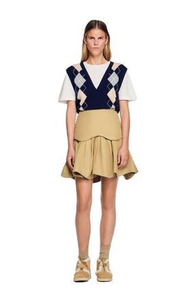 Sandro Mini flared pleated skirt in Beige at Nordstrom, Size 34 Eu