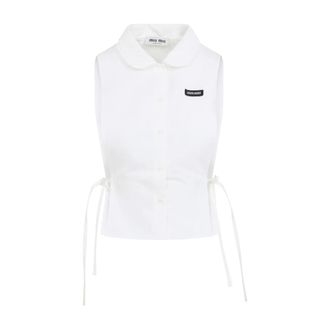 Miu Miu Dames, Blouses & Shirts, Wit, Maat: XS Katoen