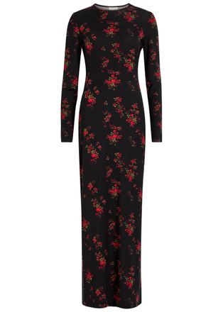 Reformation Tommie Floral Stretch-jersey Maxi Dress - Black - S (UK8-10 / S)