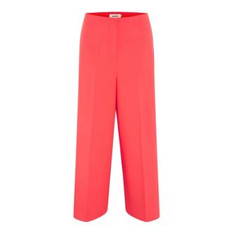Soaked In Luxury Cropped Wide Leg Trousers Hot Coral - female - Soaked in Luxury - Wide Trousers - Red - XS - Trousers
