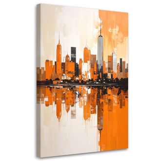 Feeby Cuadro Sobre Lienzo, Edificios Urbanos Naranjas Imitaci&oacute;n Pintura, 80x120