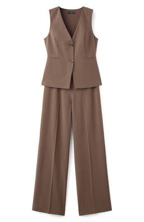 Mango Sleeveless Wide Leg Jumpsuit in Brown at Nordstrom Rack, Size Large