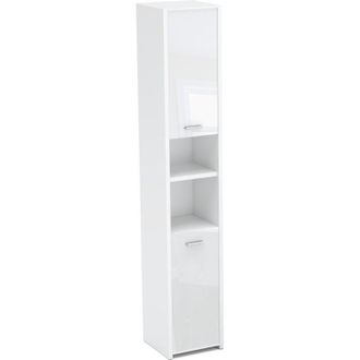 OEM Pedestal De Ba&ntilde;o Blanco Brillante, Mueble De Ba&ntilde;o Independiente De 30 Cm Y 6 Estantes