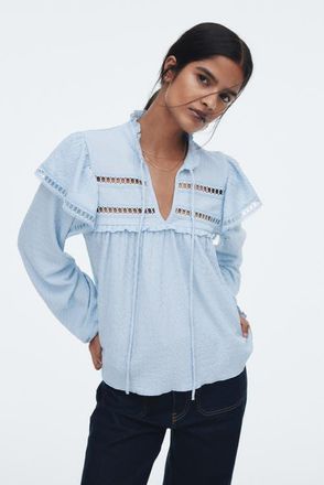 H&M Textured jersey blouse in Light Blue at Nordstrom, Size Xx-Large
