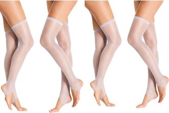 Lechery 4-Pack Womens Stirrup Thigh High Colored Cocktail Stockings in Grey at Nordstrom, Size Large/x-Large