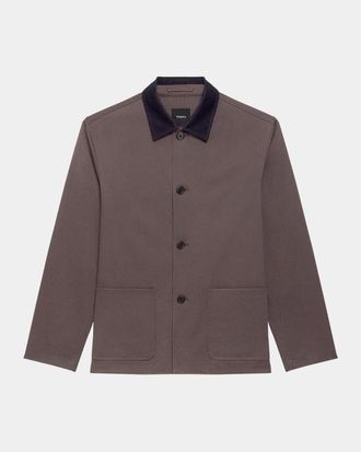 Theory Corduroy-Collar Cotton Twill Jacket