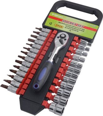 Trade Shop Trade Shop - Set 27 Chiavi Bussole Torx Attacco 1/4 + Chiave A Cricchetto Reversibile