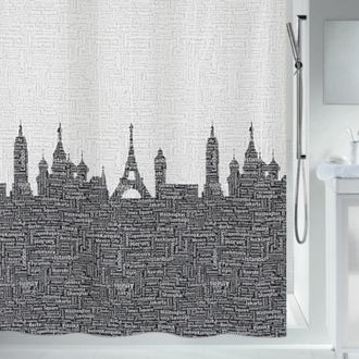 Spirella Spirella - Cortina De Ducha Urbana De Poli&eacute;ster 180x180 Cm Negra Y Gris