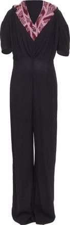 Prada pink sable pink jacquard wool knit pleated jumpsuit