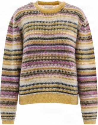 Isabel Marant Striped Knit Sweater with Ribbed Edges and Crew Neckline