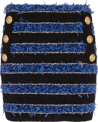 Balmain Gestreepte Tweed Rok - Dames - Korte rokken - Veelkleurig - M - Tweed - Rokken