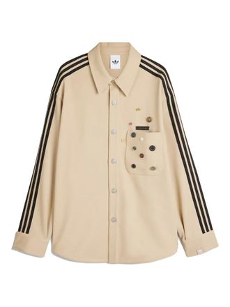 adidas Song For The Mute striped-sleeve button-up overshirt - Neutrals
