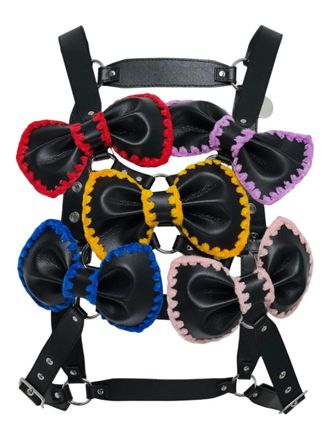 Comme Des Gar&ccedil;ons bow jacket - women - Artificial Leather - S - Black