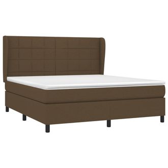 vidaXL Vidaxl - Cama Box Spring Con Colch&oacute;n Tela Marr&oacute;n Oscuro 180x200 Cm