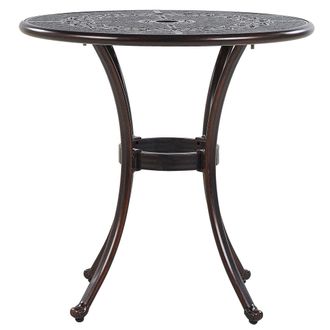 Beliani Beliani - Mesa De Comedor De Jard&iacute;n Marr&oacute;n Aluminio Redonda &Oslash; 65 Cm Estilo Vintage Bovino
