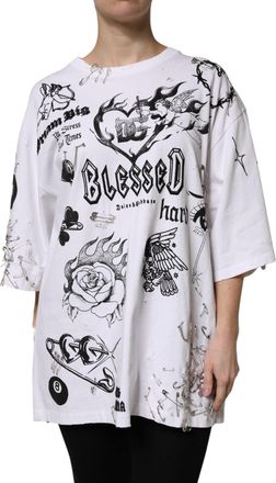 Dolce & Gabbana Womens White Cotton Dg Blessed Printed T-Shirt