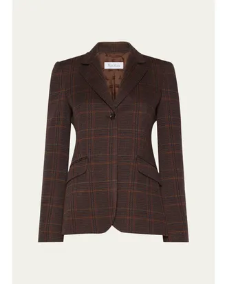 Max Mara Wool-Cotton Check Single-Breasted Jacket