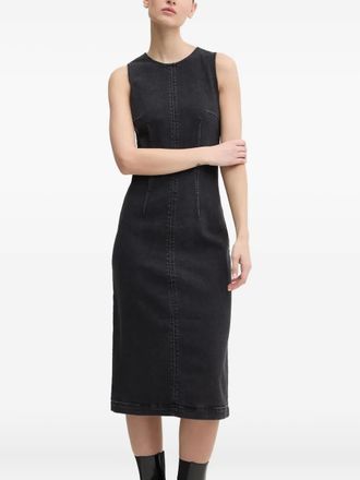 HUGO BOSS Mouwloze midi-jurk met afwerking - Zwart