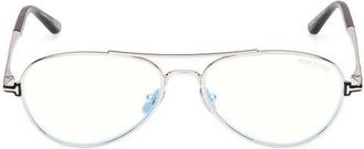 Tom Ford 56mm Pilot Optical Glasses in Shiny Palladium /Shiny Black at Nordstrom