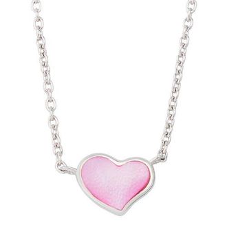 Jan Leslie Single Heart 18 Necklace Set In Sterling Silver in Pink at Nordstrom