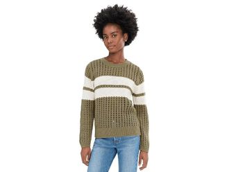 Sanctuary Sporty Openwork Popover Womens Sweater C. Green With Collagen Strip : LG (US 10-12), Cotton