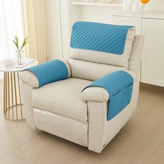 OEM Funda De 3 Piezas Para Reposabrazos De Sof&aacute;, Antideslizante, Sof&aacute; (chaise Longue De 1 Plaza, Juego De 3 Piezas), Textura A Cuadros, Blanco Roto