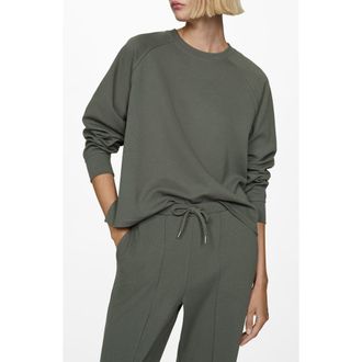 Mango Relaxed Classic Sweatshirt in Khaki Green at Nordstrom, Size Medium