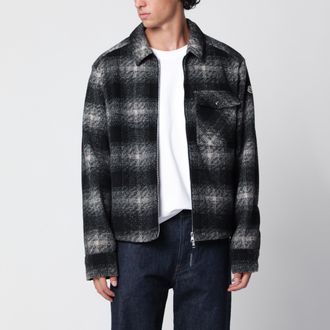 Moncler Giacca nera con motivo check in misto lana