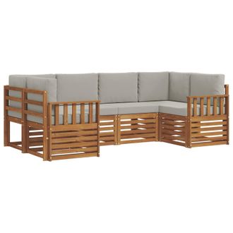 vidaXL Conjunto De Sof&aacute; Seccional Con Coj&iacute;n 6 Pcs Gris Natural Y Claro Vidaxl