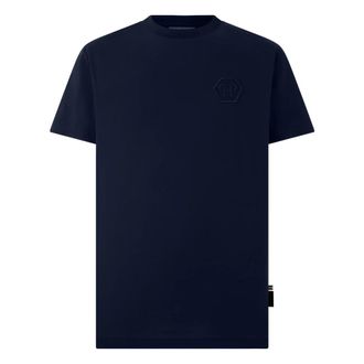 Philipp Plein T-shirt Ronde Hals Korte Mouw Hexagon - Heren - T-shirts - Blauw - XL - Katoen - Tops