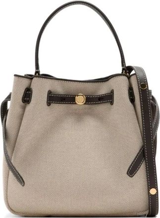 Tory Burch Tory Burch, Bucket Bags, female, Beige, Size: ONE SIZE Romy Canvas Bucket Bag