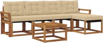 vidaXL Conjunto De Sof&aacute;s De Exterior 6 Uds. Natural Y Beige Vidaxl