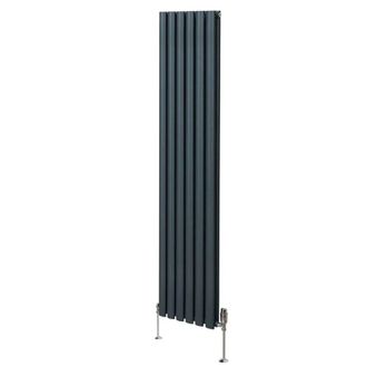 MonsterShop Oval Column Radiator & Valves - 1800mm x 360mm - Anthracite Grey