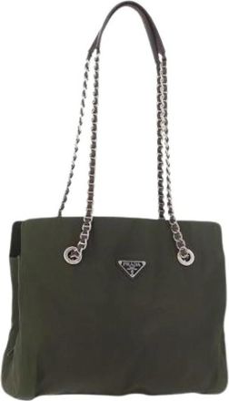 Prada Pre-owned Vintage Tote Bag - Dames - Vintage Schoudertas - Groen - ONE Size - Nylon - Vintage