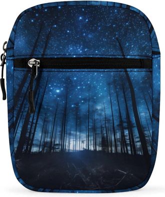 Generic Blue Starry Night Forests Tree (2) Crossbody Bag Adjustable Satchel Cute Shoulder Bag Lightweight Sling Bags