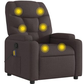 vidaXL Sill&oacute;n De Masaje Reclinable De Tela Marr&oacute;n Oscuro Vidaxl