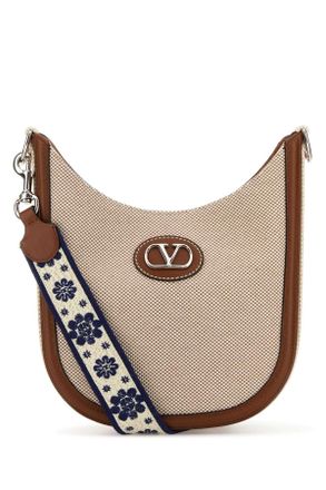 Valentino Garavani Top Tone Canvas V Logo Signature Shoulder Bag