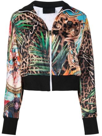 Philipp Plein Giacca Baroque Flowers con stampa - Nero