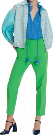 Exquise Cigarette Pants With Back Belt Detail In Green