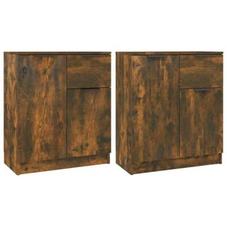 vidaXL Vidaxl - Sideboards 2 pcs Smoked Oak 60x30x70 cm Engineered Wood