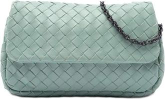 Bottega Veneta Pre-owned Woven Leather Crossbody Bag - Dames - Vintage Schoudertas - Groen - ONE Size - Leer - Vintage