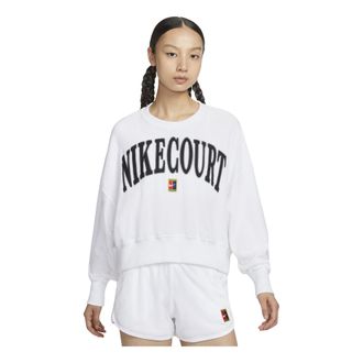 Nike (WMNS) Nike Court Heritage Over-Oversized Crewneck Graphic Tennis Sweatshirt Asia Sizing White FQ2243-100