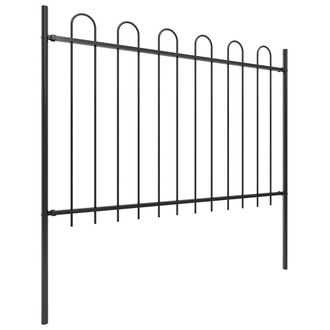 Berkfield Home Garden Fence with Hoop Top Steel 15.3x1.2 m Black